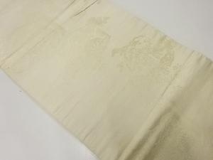 アンティーク　御所車に松・草花模様織出し丸帯（材料）